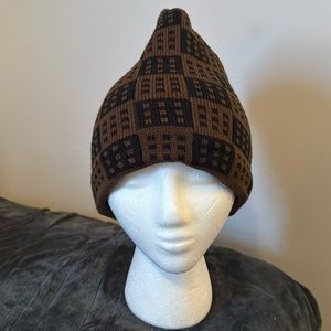 Fashion Thermo Wear Brown & Black Pattern Knit Fleece Hat